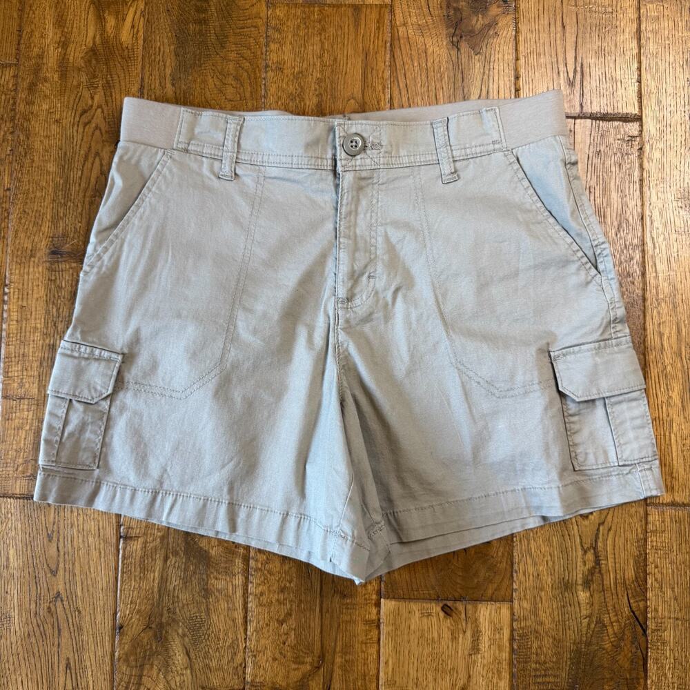 Lee Womens Chino Shorts Stretch Cargo Pocket Flat Front Size 12 M Khaki